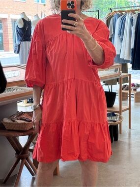 Sundry Bright Orange Cotton Tiered Summer Dress Size 1